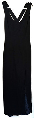 Miss Ashley Formal Black Dress Rhapsody Spandex Long Gown Cross Strap Back