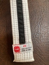 Size 3 SUN Martial Arts Belt White with Black Stripe Taekwondo Judo