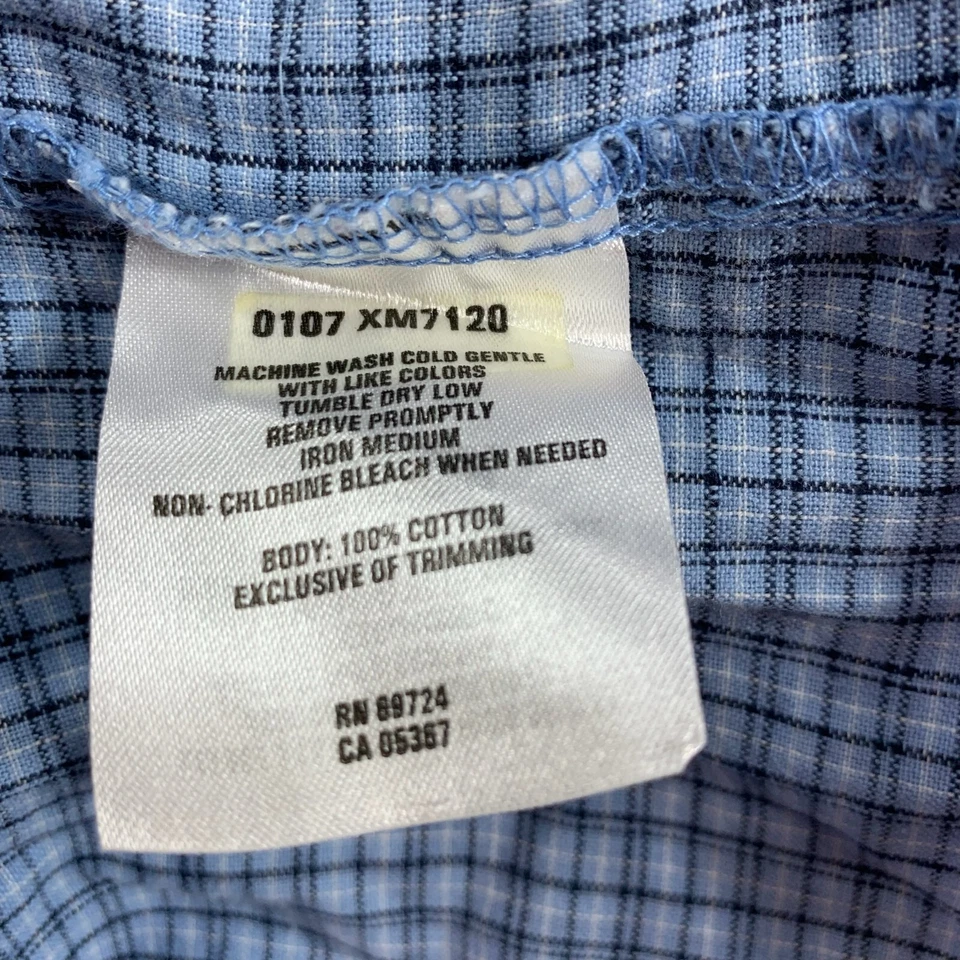 Camisa informal Columbia con botones para hombre talla XXLarge azul a cuadros manga corta Foto 4 de 4