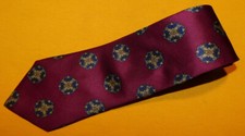 BURBERRYS LONDON MADE IN U.S.A. RED/YELLOW/PURPLE FLORAL TIE - DESIGNER TIE.