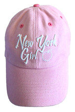 New York Girl Big Apple Baseball Hat Embroidered Pink New York Cap