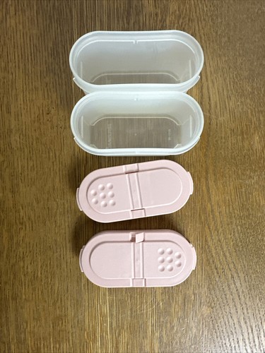Vintage Tupperware 1843 Spice Containers Modular Mates Pink Tops Lids Lot of 2 - Picture 5 of 8