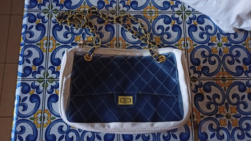 BORSA DONNA GRANDE a mano e a tracolla blu chiaro POMIKAKI ITALY EUR 64,00  - PicClick IT