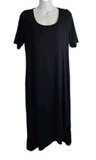 J. Jill Wearever Collection Jersey Knit Black Dress Size Small Faux Wrap EUC