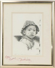 Framed Print The Little Fisherman AP Unknown Artist Autographed By OPRAH WINFREY