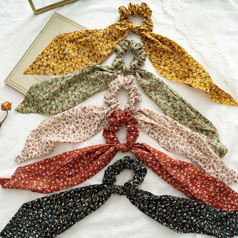 Mujeres Niñas Streamer Scrunchie Dulce Lazo Anillo para el Pelo Corbatas Cuerda Banda Goma Elástica Foto 2 de 4