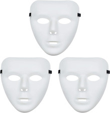 Halloween Mask, White Face Masks for Halloween, Full Face Plastic Plain Costume