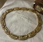 VTG 1980s Greek Key Choker Necklace Gold Tone 16” Chain LINK  Collar Estate MINT — photo 2