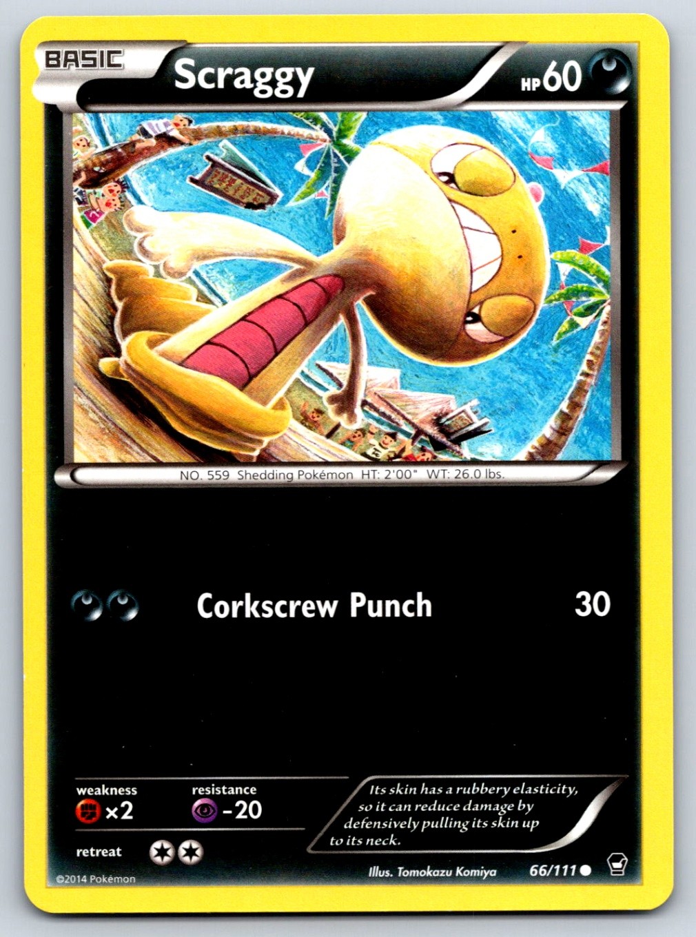 Scraggy - XY - Furious Fists 66/111 Common Tomokazu Komiya Pokemon Card NM