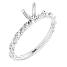 925 Sterling Silver Semi Mount Ring Setting Round 7.5 mm Natural Zircon