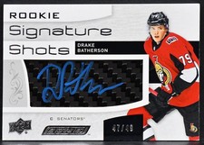 2018-19 UD Engrained Rookie Signature Shots - Blue Ink Drake Batherson RSS-BA 49