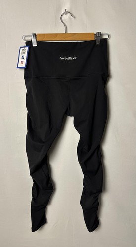 Sweetflexx Leggings Womens 8 Black High Rise Resistance Activewear 2 Band Pants - Picture 4 of 10