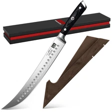 SHAN ZU 12" Slicing Knife Brisket Slicing Meat Carving Knife with Wood Sheath