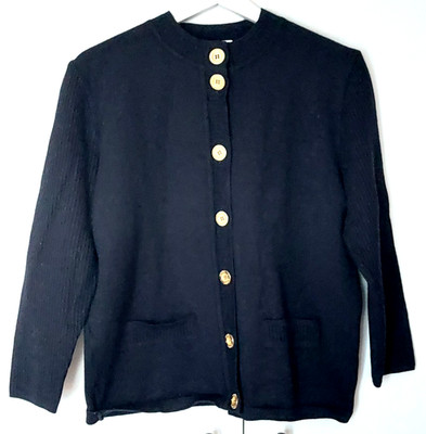 Strickjacke schwarz, von Bode, Gr. 38 aus Wolle,  goldene Knöpfe, Vintage