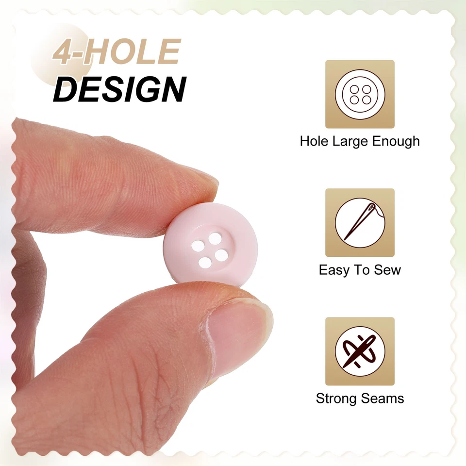 Botones de costura 30 piezas 24L 5/8" resina redondos planos 4 agujeros botones artesanales, rosa Foto 4 de 4