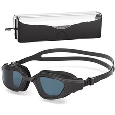 Swim Goggles, Anti Leak Swimming Goggles with Anti Fog, UV Black/Smoke Lens