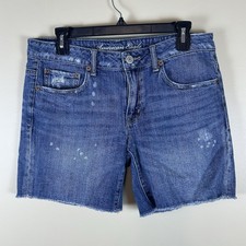 American Eagle distressed jean shorts medium wash denim size 6