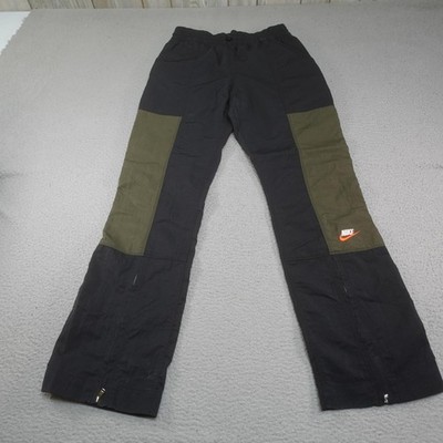 Nike Track Pants Mens Medium Black Olive Nylon Warm Up Zip Ankle Pockets Street