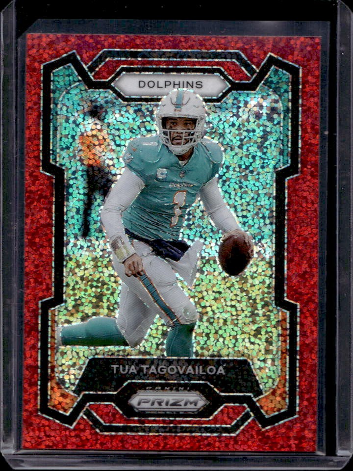 2023 Panini Prizm Tua Tagovailoa Red Sparkle #190 Dolphins