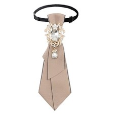 Neck Ties for Women Girls, Rhinestone Crystal Womens Tie Adjustable Pre Khaki