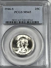 1946-S Washington Quarter : PCGS MS65 Blazing White