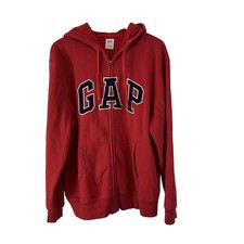 GAP Hoodie Sweatshirt Men's XXL Blue Embroidered Logo Pockets Retro 90s Y2K Zip