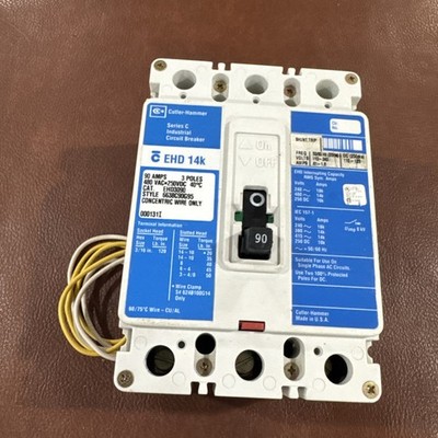 Cutler Hammer EHD 14K 90 Amp 3 Pole EHD3090 480V Shunt Trip Concentric Wire 3P