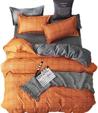 Loussiesd Karo Bettbezug Set King Bettwäsche Set mit Kissenbezügen, Wende