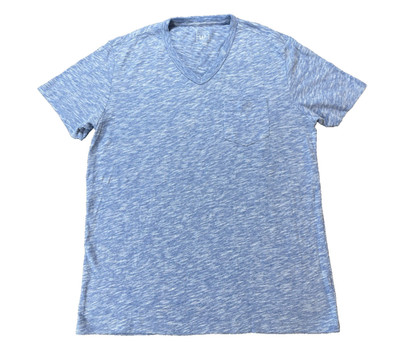 GAP Men's Pocket T-Shirt Blue Space Dye V Neck Short Sleeves Size Medium