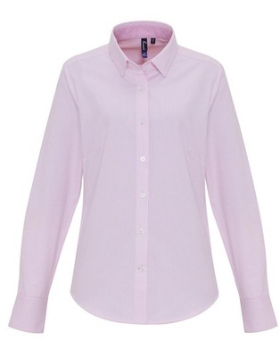 Damen Langarm gestreiftes Hemd Premier Damen Oxford Bluse