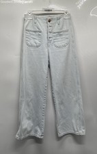 Zara Womens Blue Denim Light Wash Front Pockets Wide-Leg Jeans Size 2