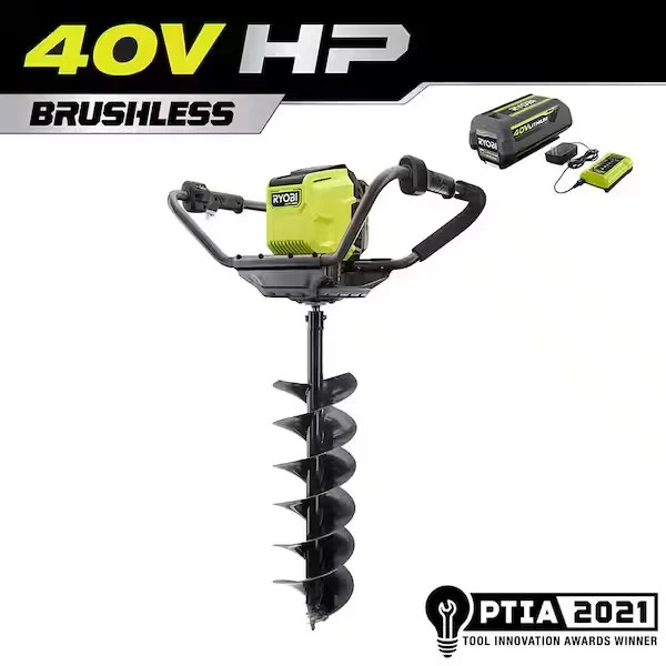 Ryobi 40V HP  Cordless Auger  with 8 In. AND 10 in Bit with 4.0 Ah Battery