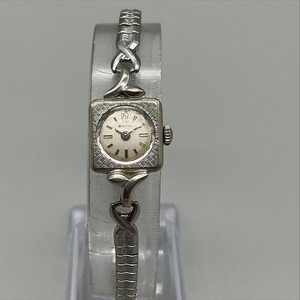 Vintage Bulova 1969 Womens Watch 14mm Square Cocktail 10K RGP Manual Wind Dainty 1957 10k RGP Blue Hand Bulova Wind-Up Watch  main image 3