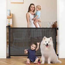 Extra-Wide Retractable Baby  Pet Gate - 34" Tall, Extends up to 71" Wide, Ea...