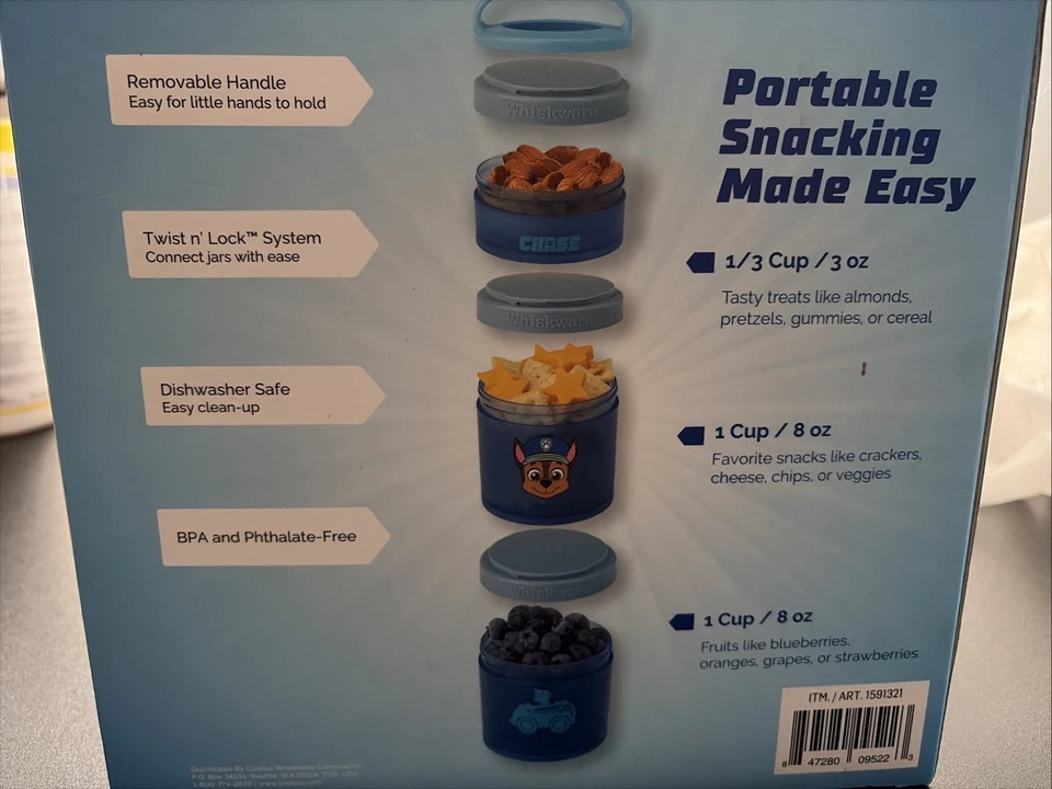 Whiskware 便携式堆叠小吃 Paw Patrol Flavor,3 件装 — 第 2/2 张图片