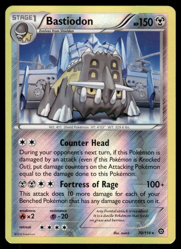 Bastiodon 70/114 Rare Steam Siege Pokemon Reverse Holo Near Mint
