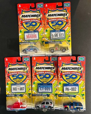Matchbox Across America 50th Birthday Series Lot of 5 MA,ME,MD,CT,PA northeast