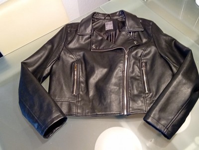Primark Lederjacke Gr. 42 Kunstleder schwarz biker Neu