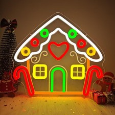 Gingerbread Houses Neon Sign Neon Christmas Sign Dimmable Neon Lights Lighted...