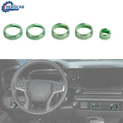 Central Console Switch Knob Cover Trim Ring Bezels Kit For Chevy Silverado 2022+
