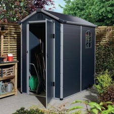 Plastic shed grey with white trims