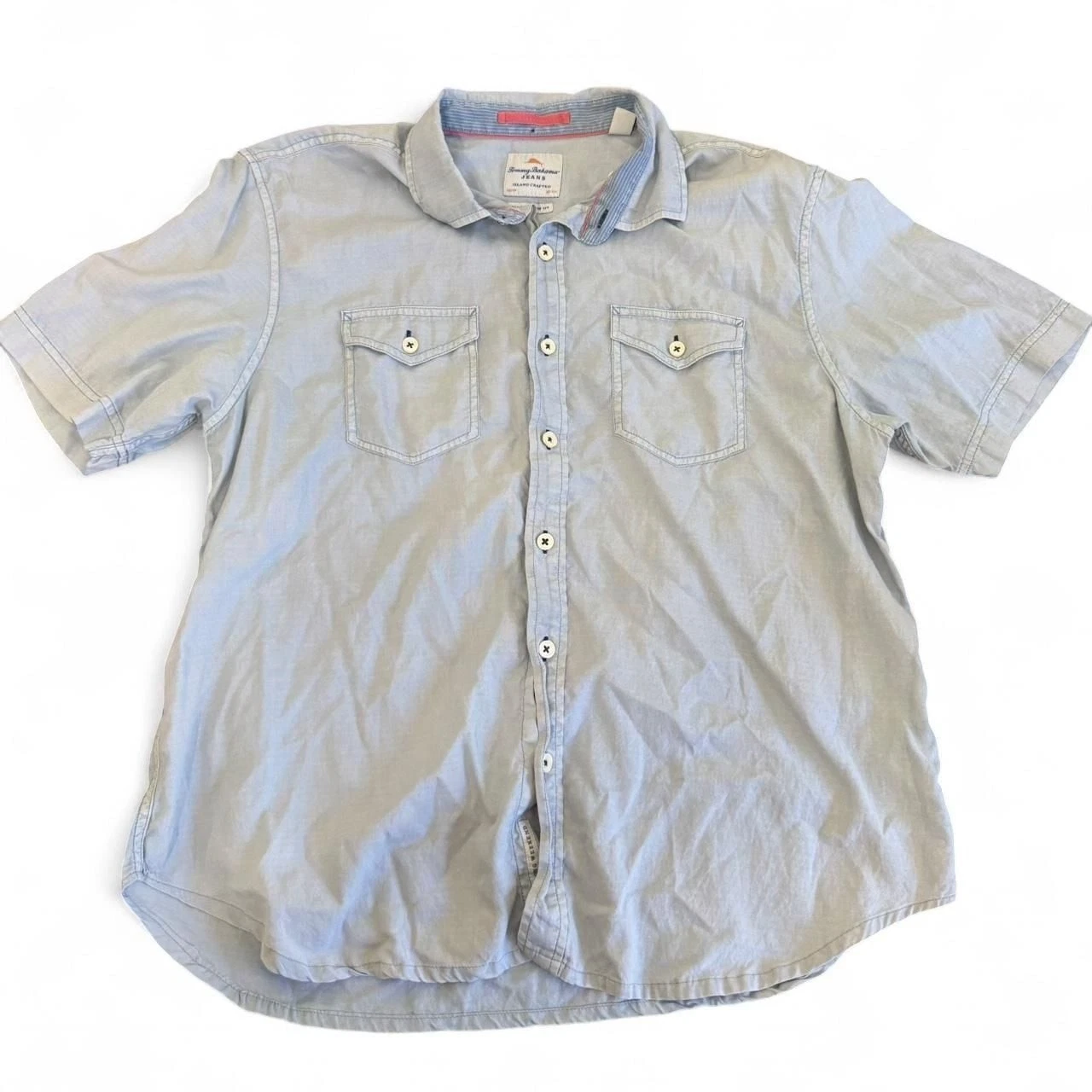 Tommy Bahama Island Modern Fit Button Up Shirt, Blue, Men's Size XL