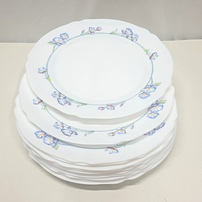 Arcopal France Revelation Dinner Plates Set of 12 White Floral Scalloped 10in