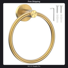 Screw-in Brushed Gold Towel Ring for Bathroom Wall Stainless Steel