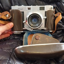 Ricoh 500 Rangefinder Film Camera with Riken Ricomat 45mm F2.8 Lens  Case