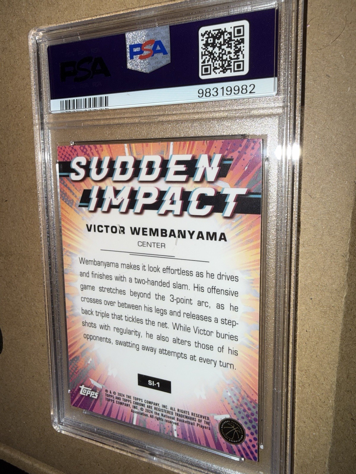 2023 TOPPS CHROME SUDDEN IMPACT RC #SI1 VICTOR WEMBANYAMA PSA 10 view 2