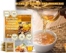 Turmeric, Ginger, Cinnamon Tea Bags, 100 Natural  No Additives  Caffeine Free