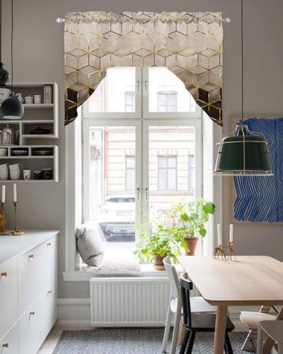 Swag Kitchen Curtains Valance Geometric 36"W x 56"L (Pack of 1) Marblesan51313 - Bild 5 von 6