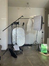 SET STUDIO FOTOGRAFICO Flash studio , softbox, stativi, Kit per fondali