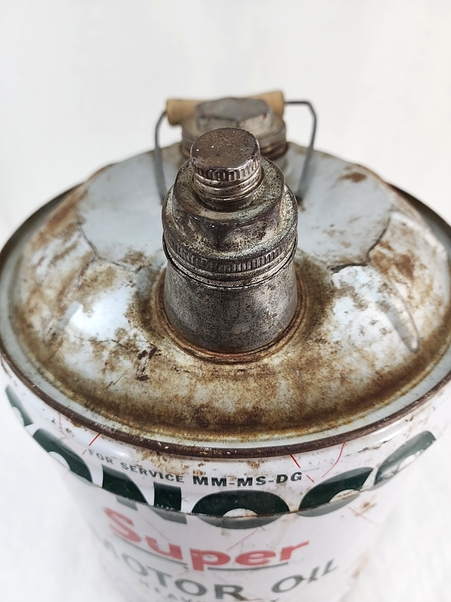 Vintage CONOCO SUPER Motor Oil 5 Gallon Can EMPTY Wood Handle | eBay